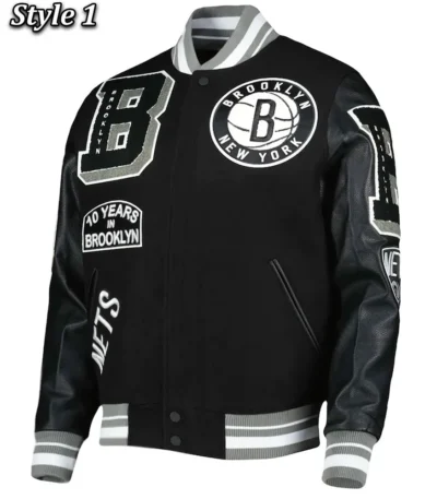 Mash Up Brooklyn Nets Black Varsity Jacket