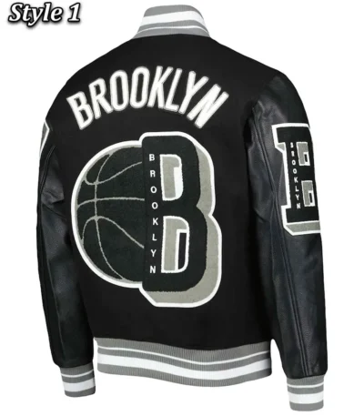Mash Up Brooklyn Nets Black Varsity Jacket