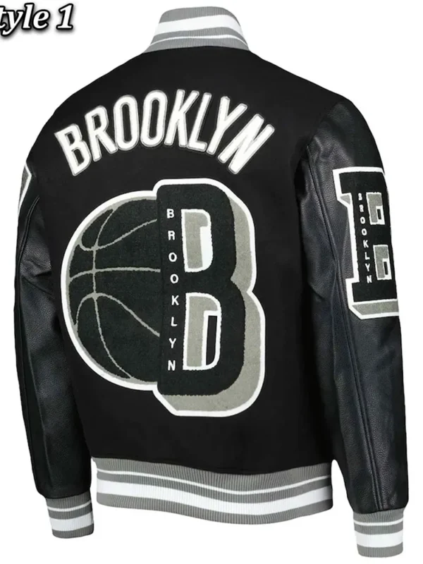 Mash Up Brooklyn Nets Black Varsity Jacket