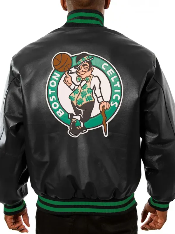 Men’s Black Boston Celtics Leather Full-snap Jacket