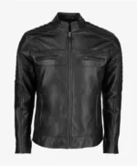 Mens Black Cafe Racer Leather Jacket