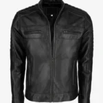 Mens Black Cafe Racer Leather Jacket
