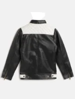 Mens Black and White Quilted Cafe Racer Zipper Leather Jacket