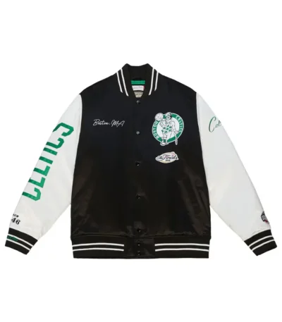 Men’s Black and White Boston Celtics Varsity Jacket