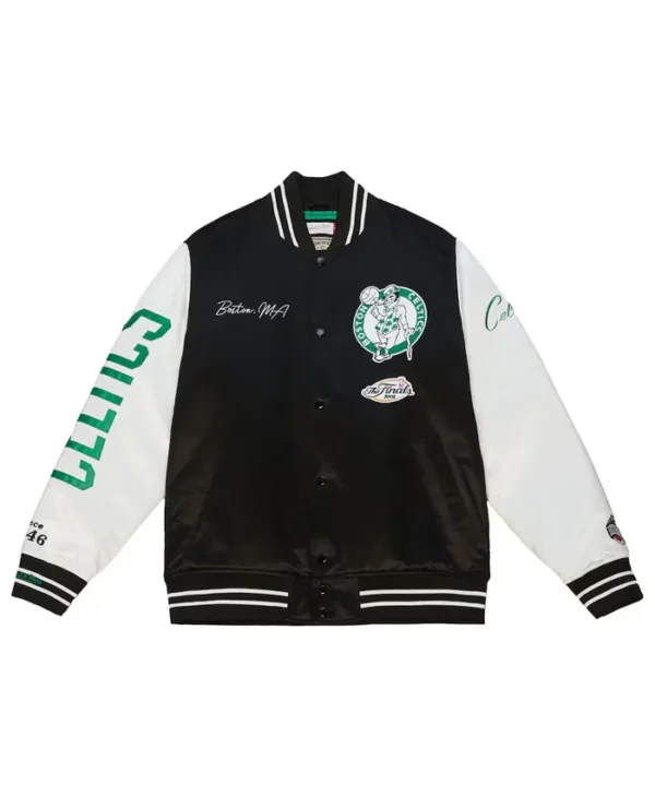 Men’s Black and White Boston Celtics Varsity Jacket