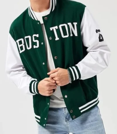 Men’s Bomber White And Green Celtics Jacket