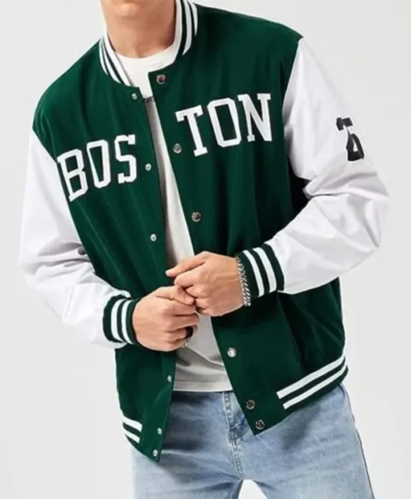 Men’s Bomber White And Green Celtics Jacket
