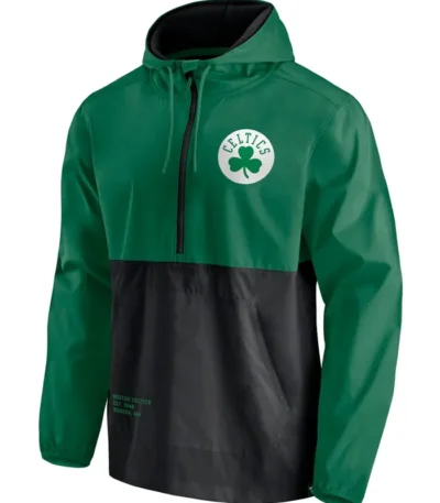 Men’s Green/black Boston Celtics Windbreaker Hoodie Jacket