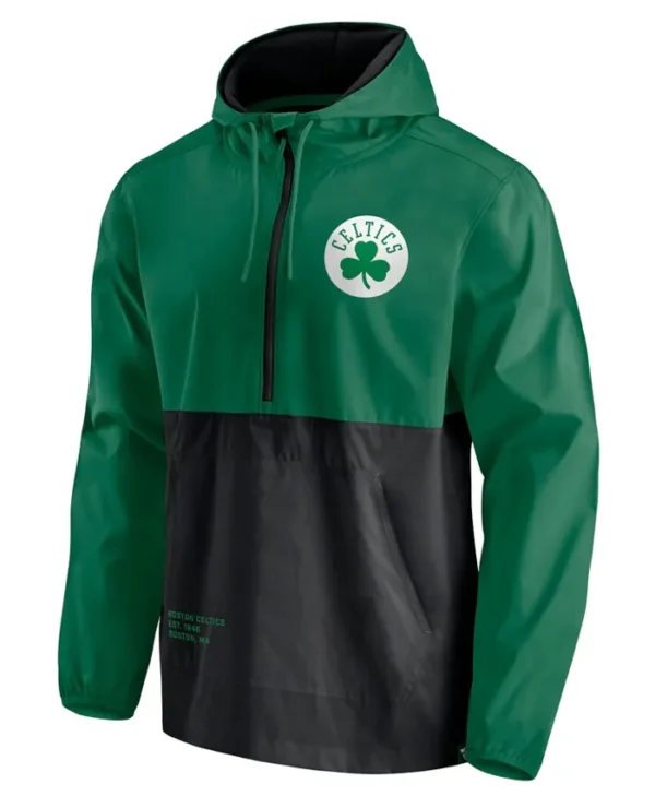 Men’s Green/black Boston Celtics Windbreaker Hoodie Jacket