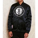 NBA Brooklyn Nets Black Satin Jacket