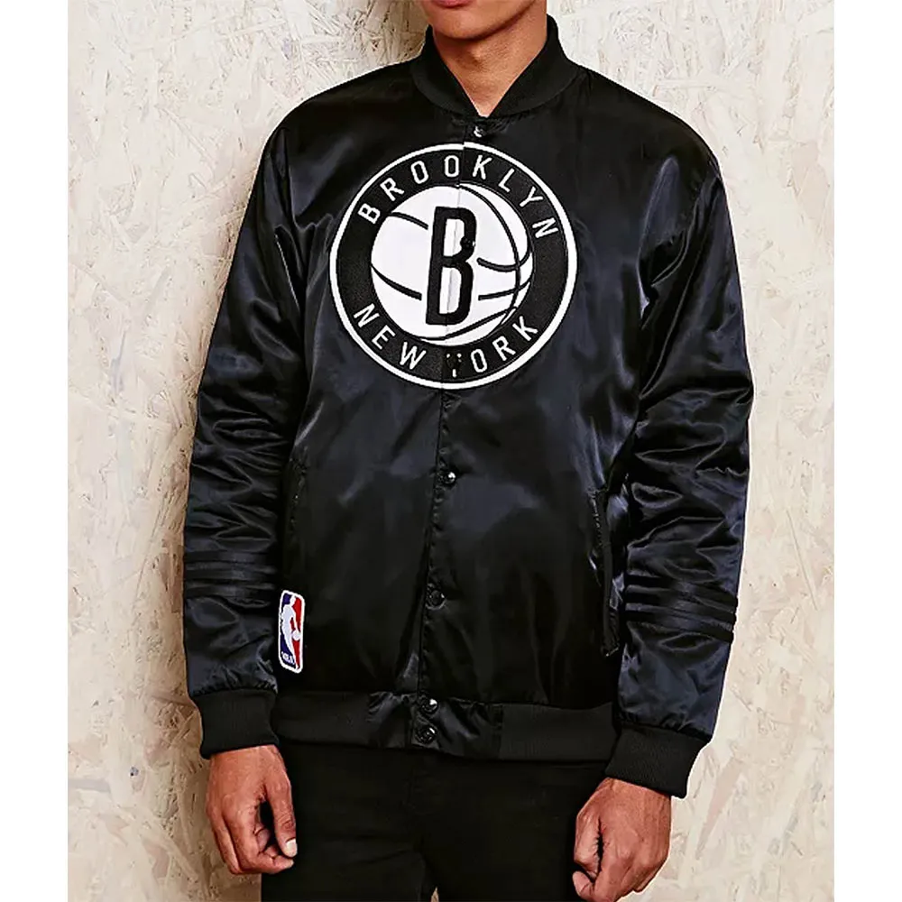 NBA Brooklyn Nets Black Satin Jacket NBA Brooklyn Nets Black Satin Jacket