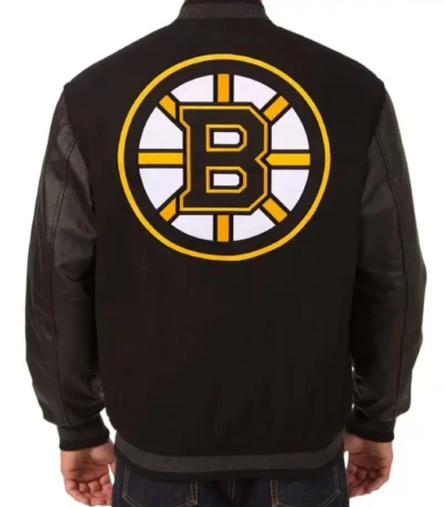Black Boston Bruins Varsity Wool/Leather Jacket
