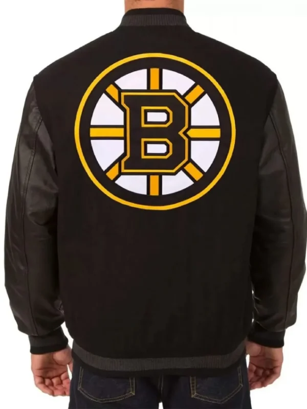 Black Boston Bruins Varsity Wool/Leather Jacket