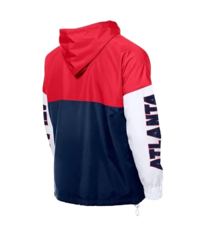 Atlanta Braves Color Block Navy/Red Hoodie Windbreaker