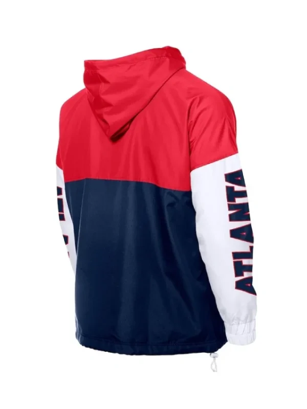 Atlanta Braves Color Block Navy/Red Hoodie Windbreaker
