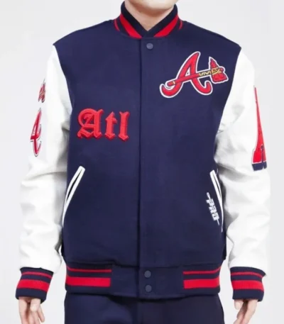 Old English Atlanta Braves Varsity Jacket
