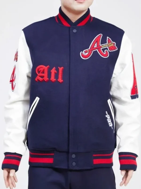 Old English Atlanta Braves Varsity Jacket