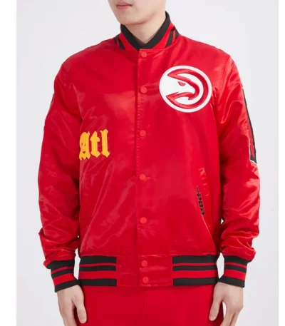 Old English Atlanta Hawks Classic Rib Red Jacket