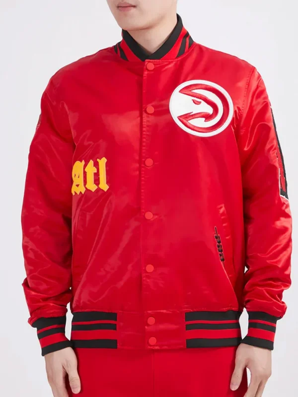 Old English Atlanta Hawks Classic Rib Red Jacket