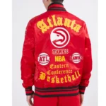 Old English Atlanta Hawks Classic Rib Red Jacket