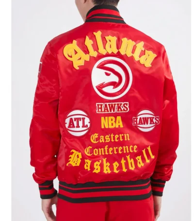 Old English Atlanta Hawks Classic Rib Red Jacket