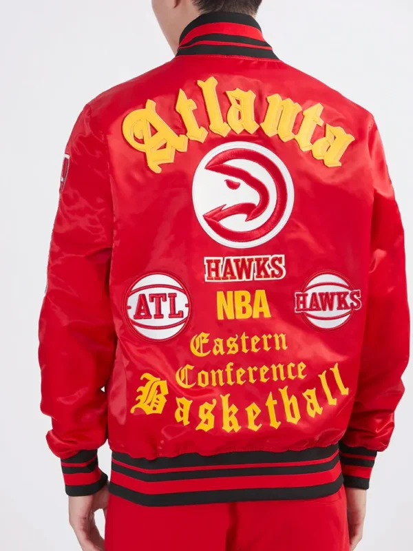 Old English Atlanta Hawks Classic Rib Red Jacket