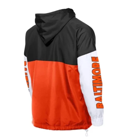 Baltimore Orioles Color Block Orange/Black Windbreaker Hoodie
