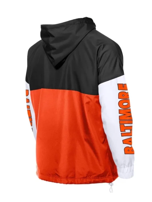 Baltimore Orioles Color Block Orange/Black Windbreaker Hoodie