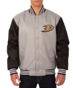Poly Twill Anaheim Ducks Front Hit Gray/Black Jacket