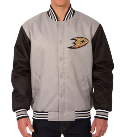 Poly Twill Anaheim Ducks Front Hit Gray/Black Jacket
