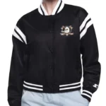 Printed Logo Anaheim Ducks Varsity Satin Jacket