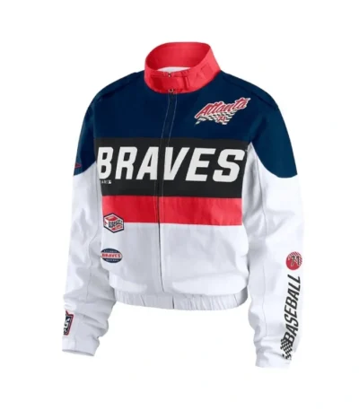 Atlanta Braves Racing Navy/White Full-Zip Jacket