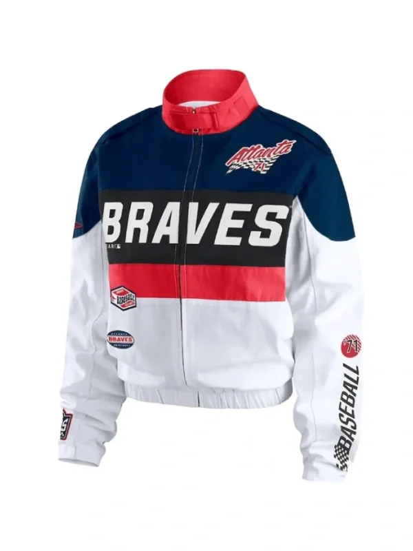 Atlanta Braves Racing Navy/White Full-Zip Jacket