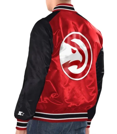 Red/Black Atlanta Hawks Renegade Varsity Satin Jacket
