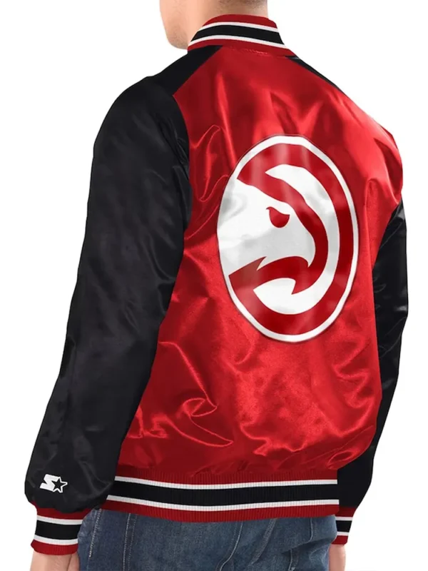 Red/Black Atlanta Hawks Renegade Varsity Satin Jacket