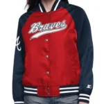 Red/Navy Atlanta Braves Home Run Varsity Satin Jacket