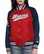 Red/Navy Atlanta Braves Home Run Varsity Satin Jacket
