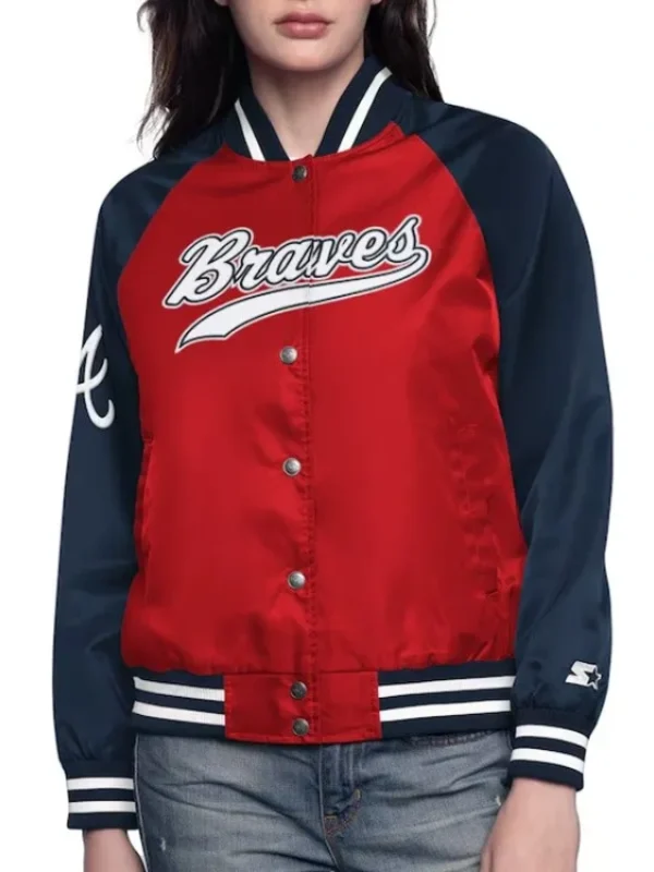 Red/Navy Atlanta Braves Home Run Varsity Satin Jacket