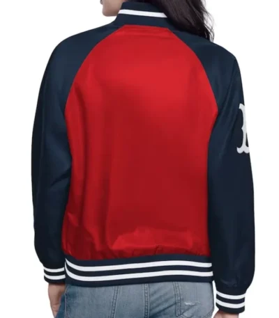 Red/Navy Boston Red Sox Home Run Varsity Satin Jacket