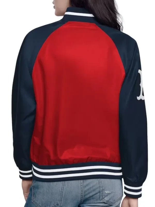 Red/Navy Boston Red Sox Home Run Varsity Satin Jacket