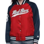 Red/Navy Boston Red Sox Home Run Varsity Satin Jacket