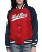 Red/Navy Boston Red Sox Home Run Varsity Satin Jacket