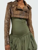 Ambyr Michelle Beyond the Gates Brown Crop Moto Jacket