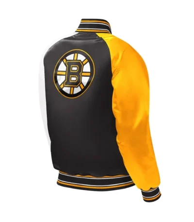 Youth Boston Bruins Black Varsity Full-Snap Satin Jacket