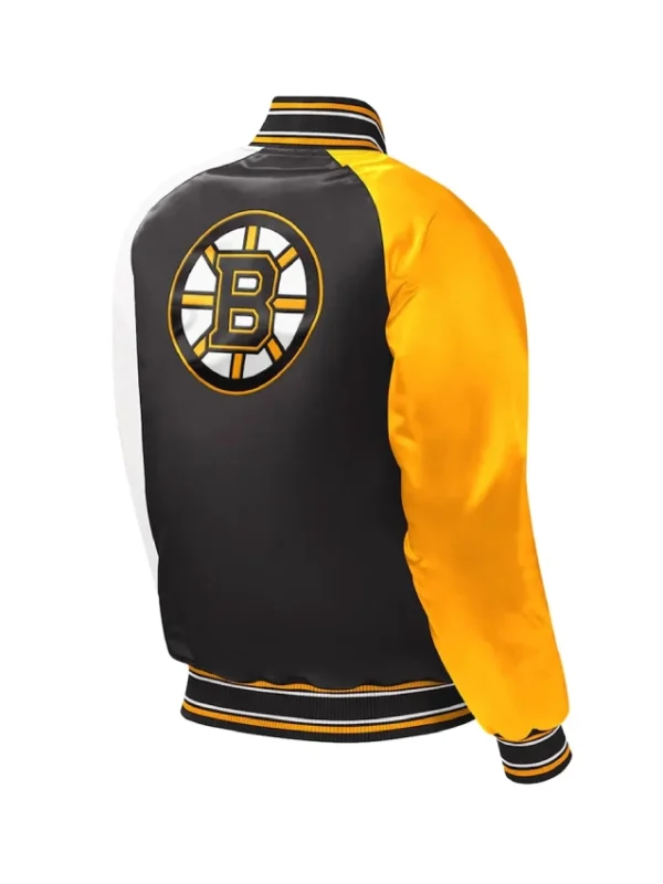 Youth Boston Bruins Black Varsity Full-Snap Satin Jacket