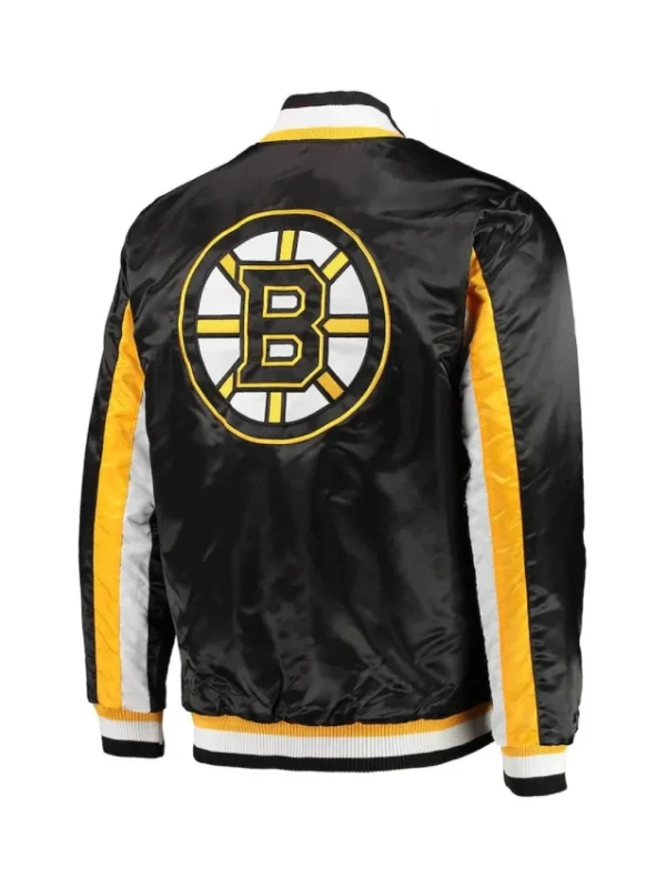 Boston Bruins The Ace Varsity Satin Black/Yellow Jacket