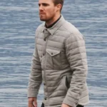 Stephen Amell Arrow S04 Grey Quilted Jacket