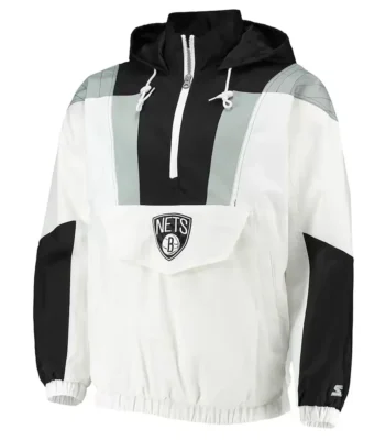 Striker Crinkle Brooklyn Nets Half-Zip Hoodie Jacket