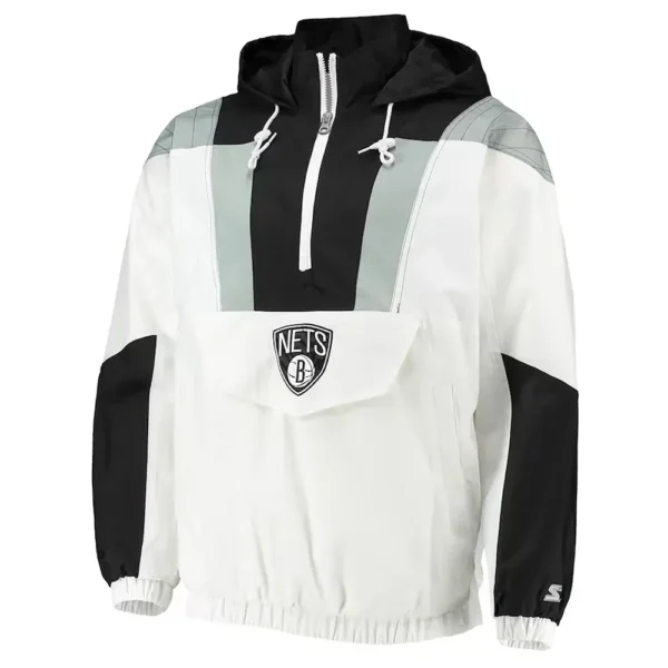 Striker Crinkle Brooklyn Nets Half-Zip Hoodie Jacket