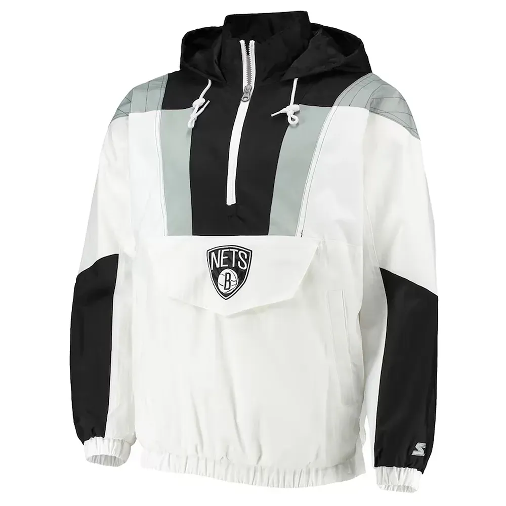 Striker Crinkle Brooklyn Nets Half-Zip Hoodie Jacket Striker Crinkle Brooklyn Nets Half-Zip Hoodie Jacket